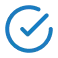 Blue check mark inside a blue circular arrow on a white background.