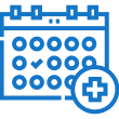 Calendar icon with a plus sign badge in the lower right corner, indicating adding an event or appointment.