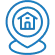 Blue icon of a fingerprint inside a circular outline for biometric identification or security.