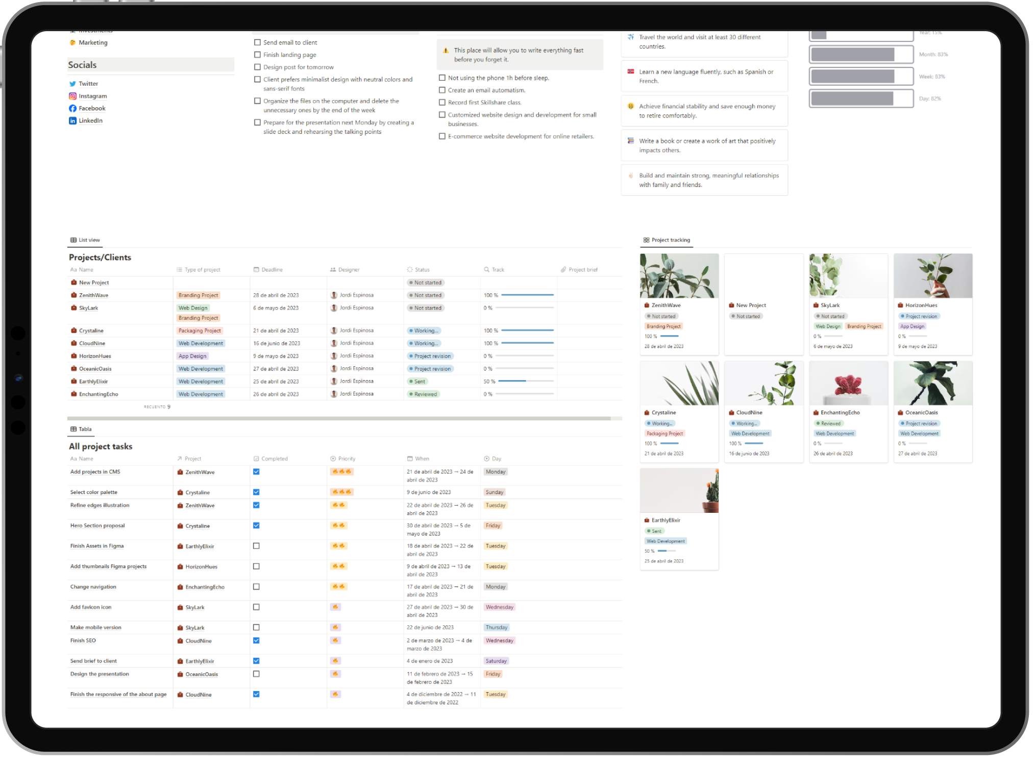 Screenshot of a Notion page