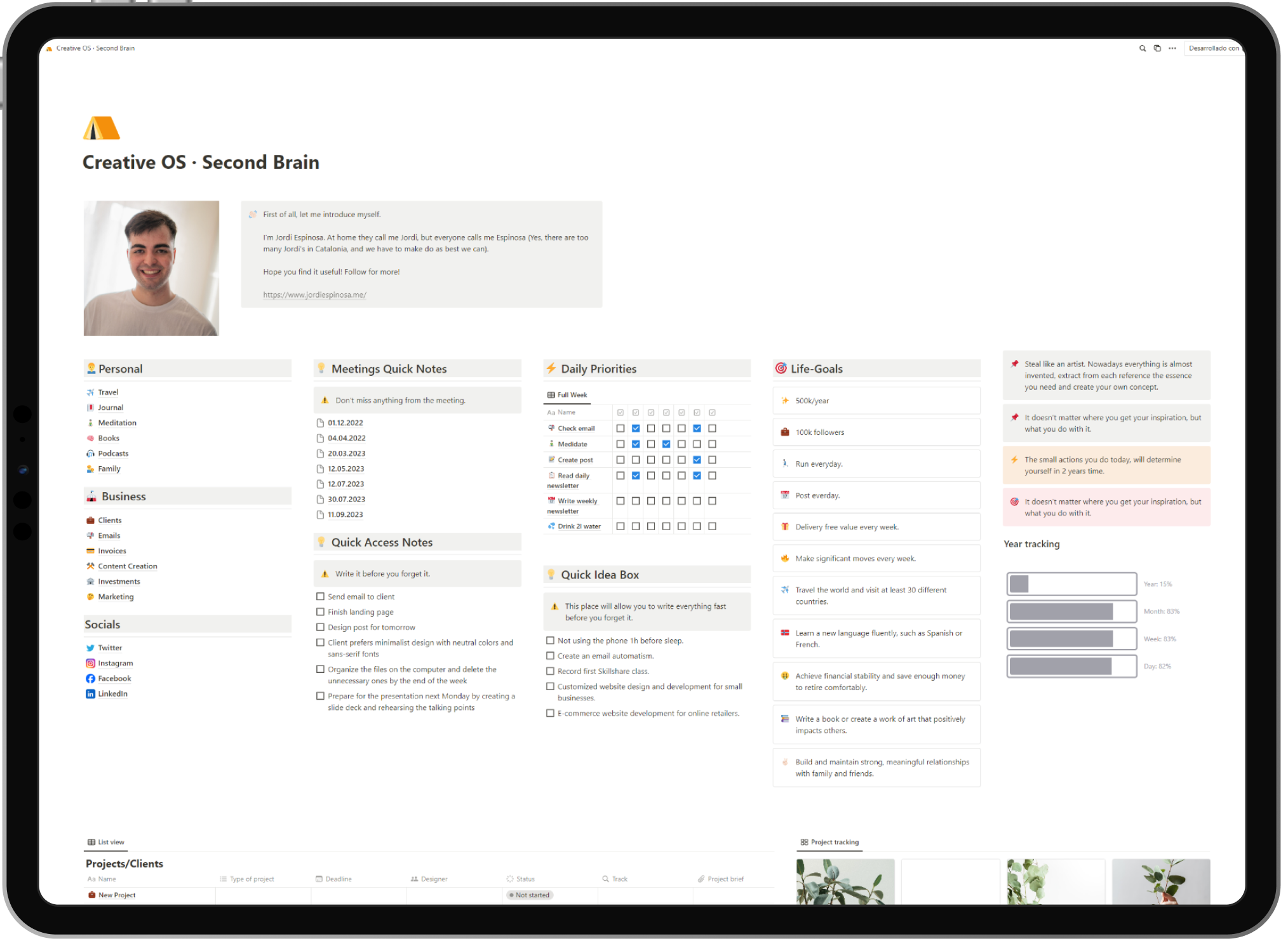 Screenshot of a Notion page