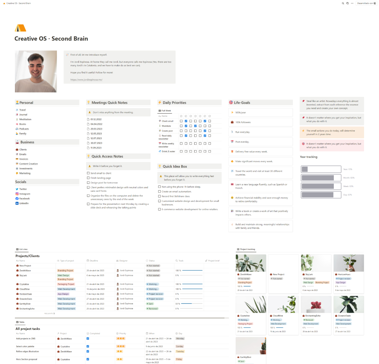 Screenshot of a Notion Template page