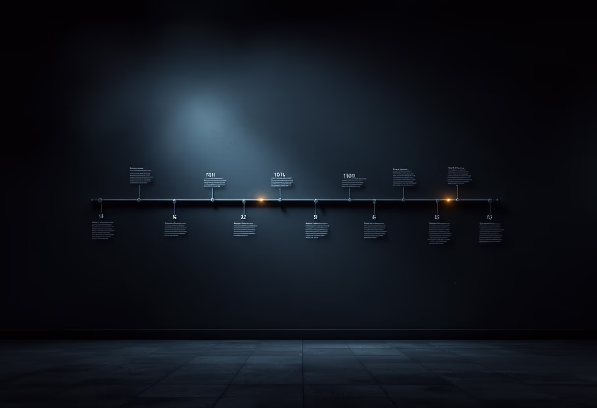 image of company milestones in a timeline format (for an edtech)