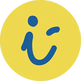 Blue stylized lowercase 'i' and 'f' letters on a yellow circular background.