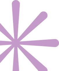 Stylized lavender starburst shape with eight rounded spokes radiating from the center.