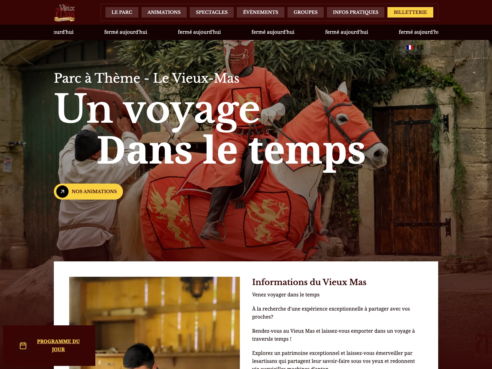 Le Vieux Mas — site vitrine immersif avec réservations en ligne
