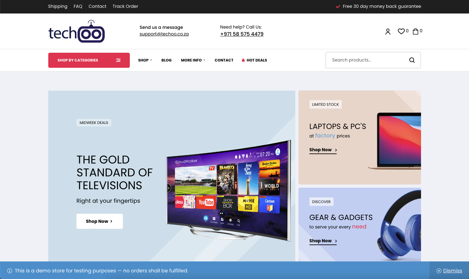 Techoo homepage