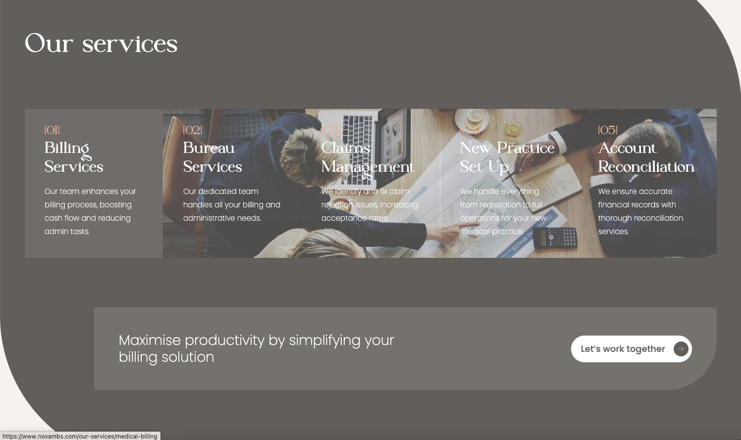 NovaMed services page