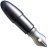 Stylo-plume métallique avec un corps argenté et une plume argentée brillante.