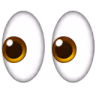 Deux yeux dessinés regardant vers la droite.