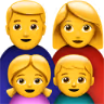 Emoji représentant une famille avec deux adultes et deux enfants, tous souriants.