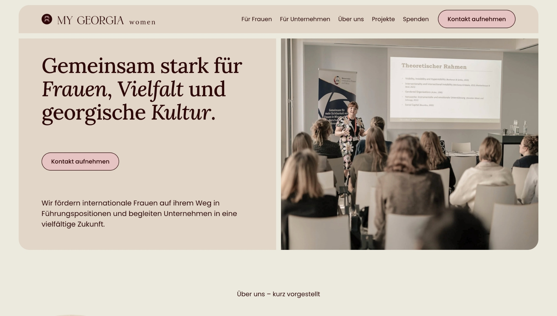 Screenshot of the project's website