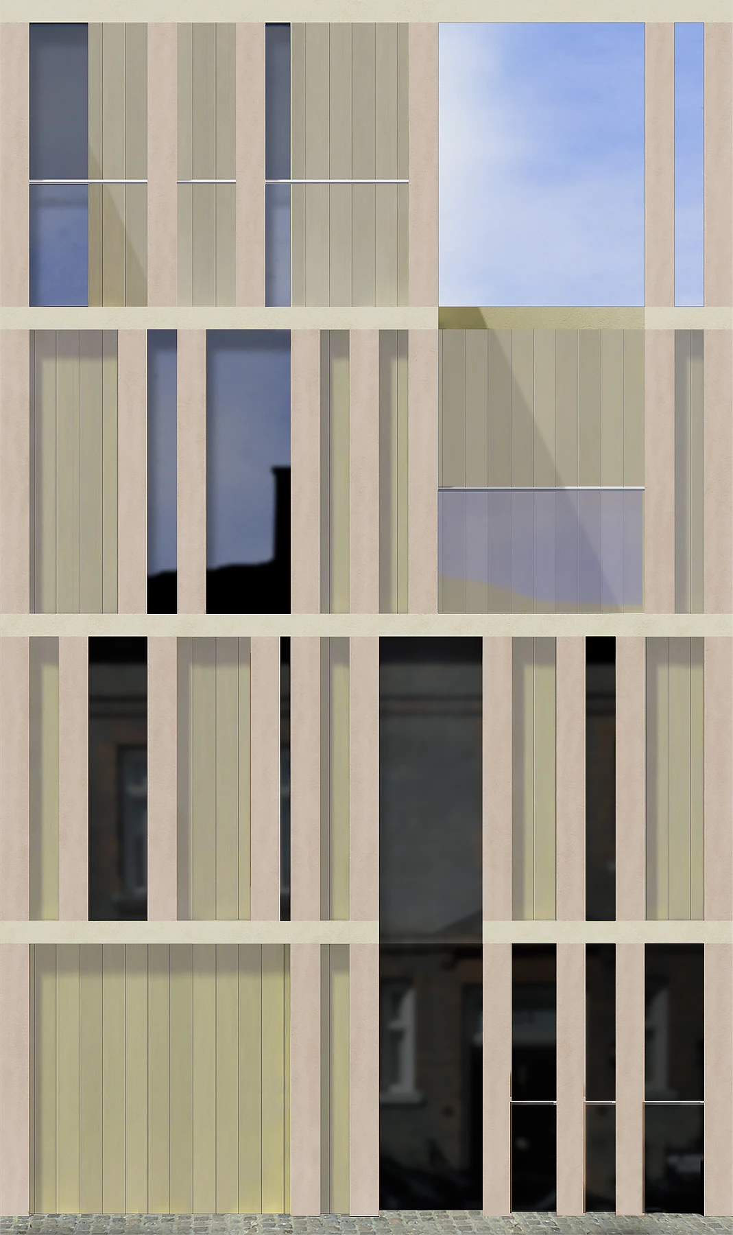 Facade study of framed solids and voids.