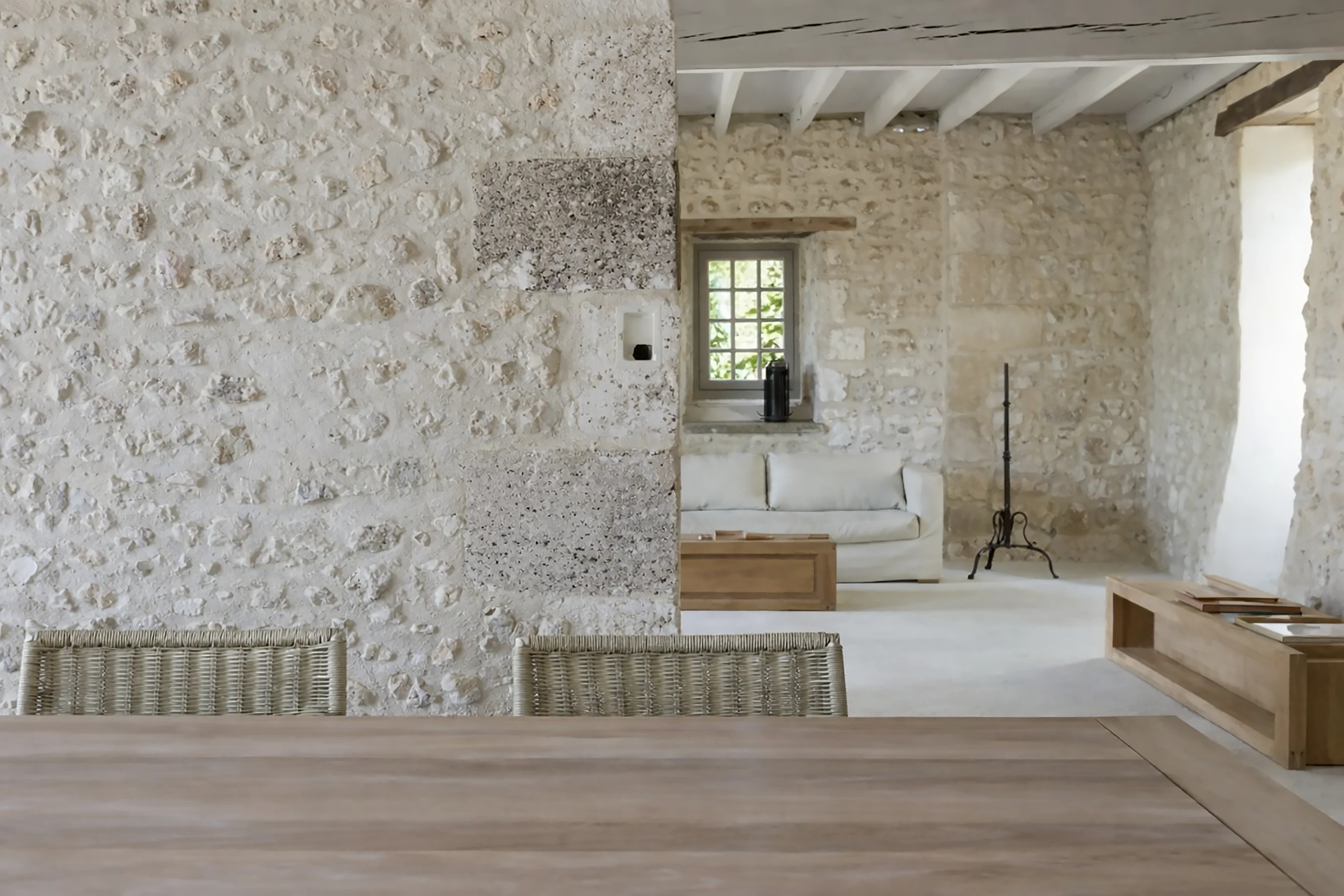 The barn retains a rustic feel while the new wing and cottage are contemporary.