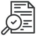 Magnifying glass over documents representing audit preparation and document review.