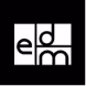 Logo with lowercase letters e, d, m arranged in a grid, with a black and white color scheme.