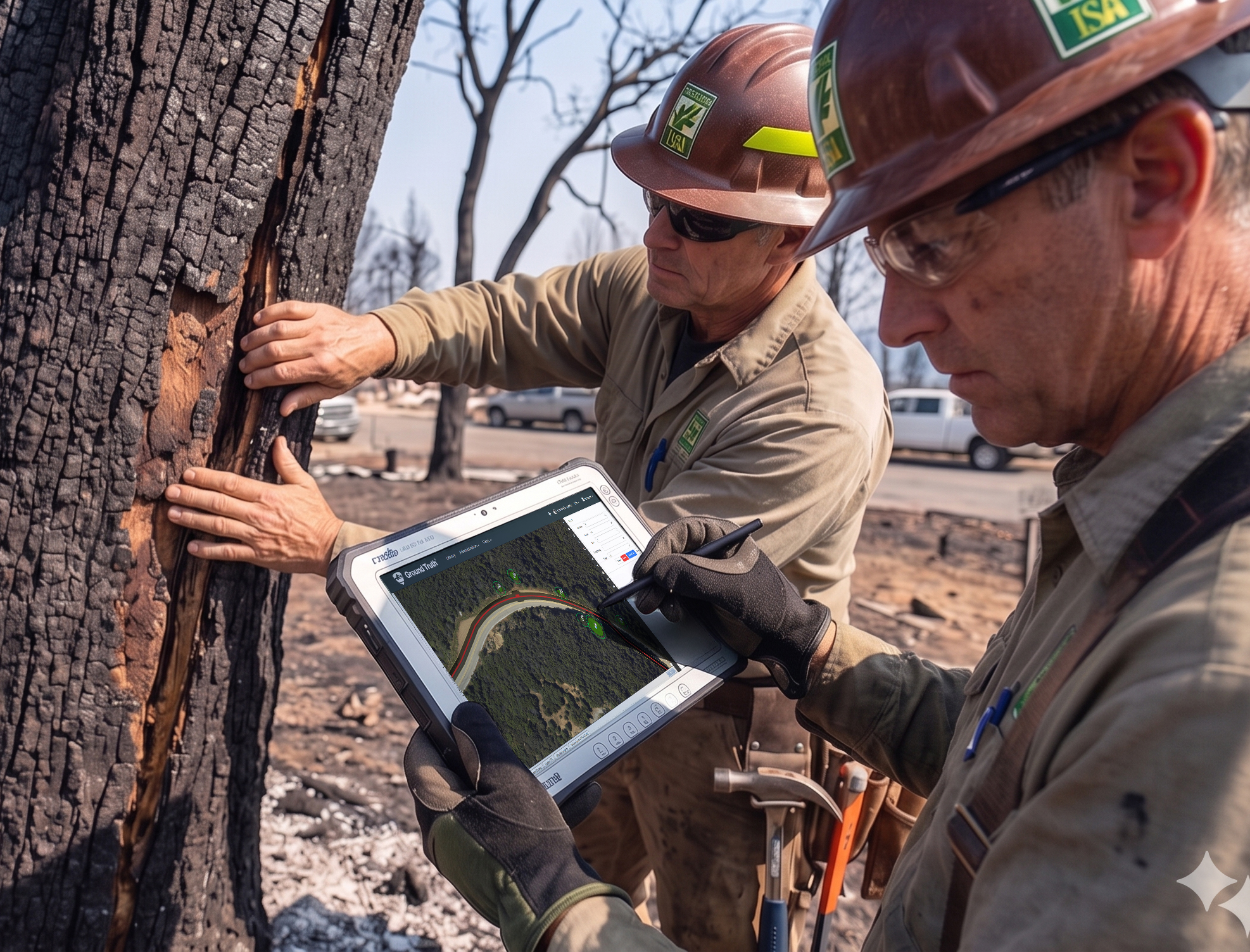 Picture of an arborists using the Ground Truth app