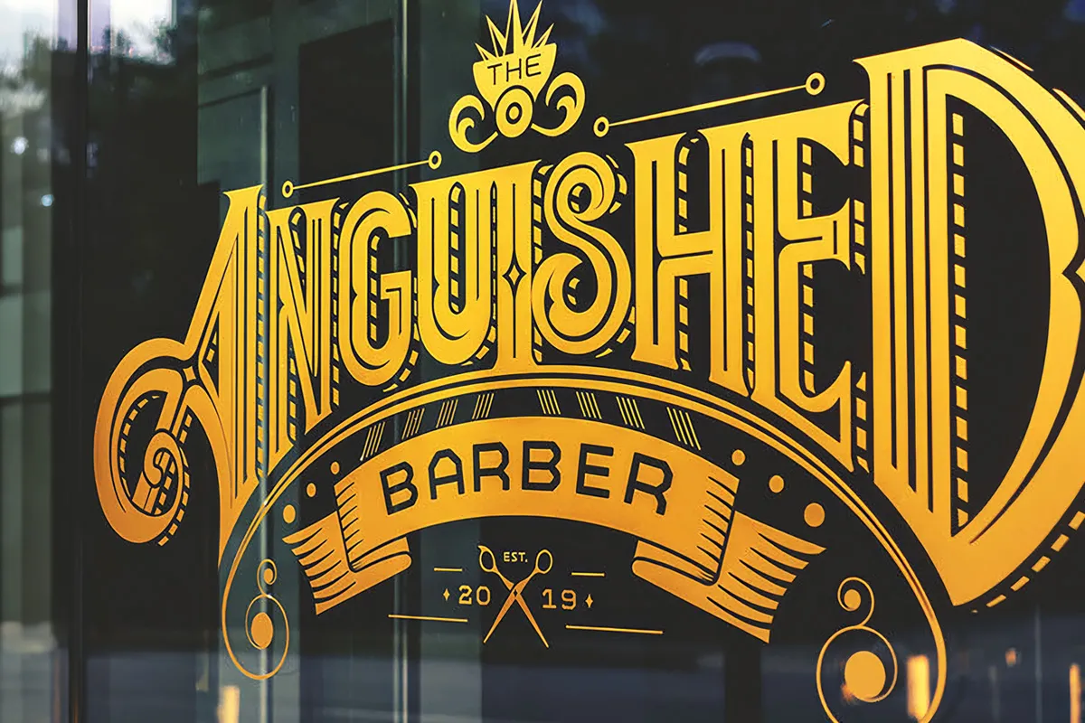 The Anguished Barber logo and brand identity