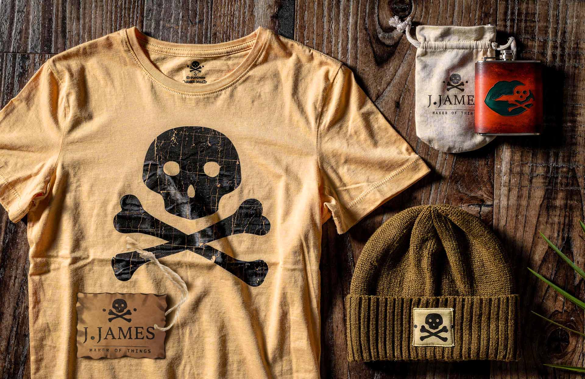 J. James apparel and accessories collection flat lay