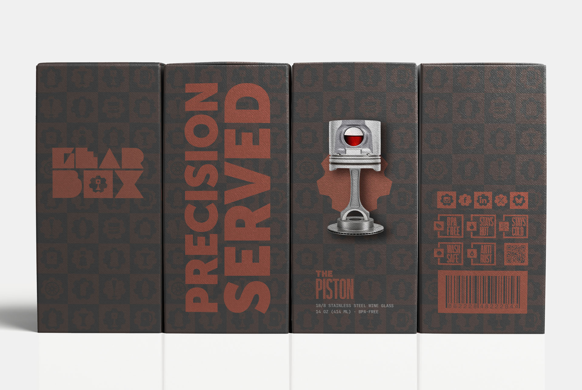Gearbox The Piston packaging design