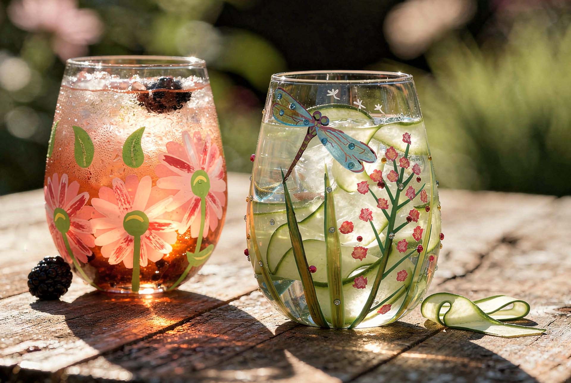 Hand-painted Designs by Lolita stemless wine glasses