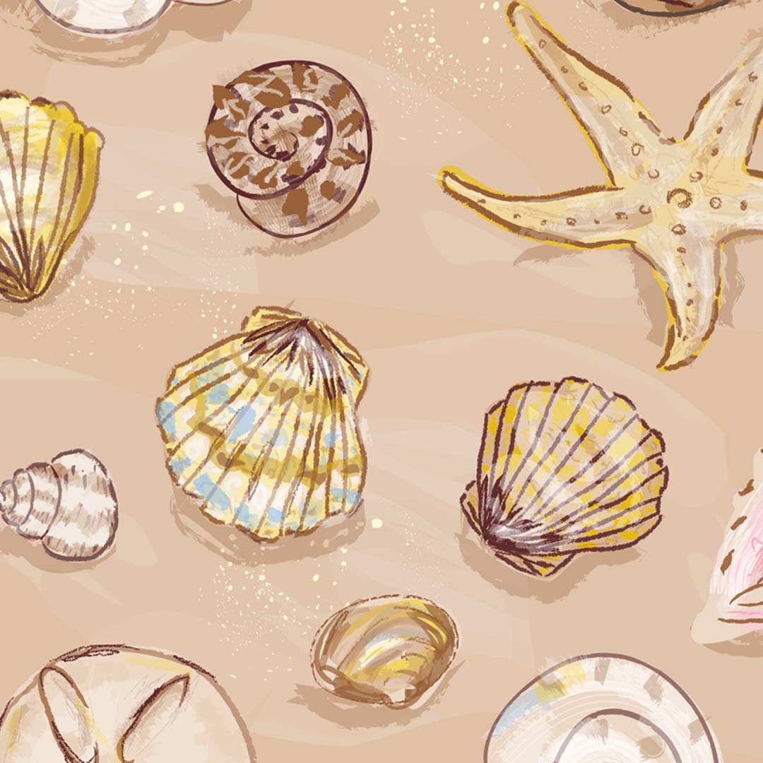 Seashell repeating pattern flat art
