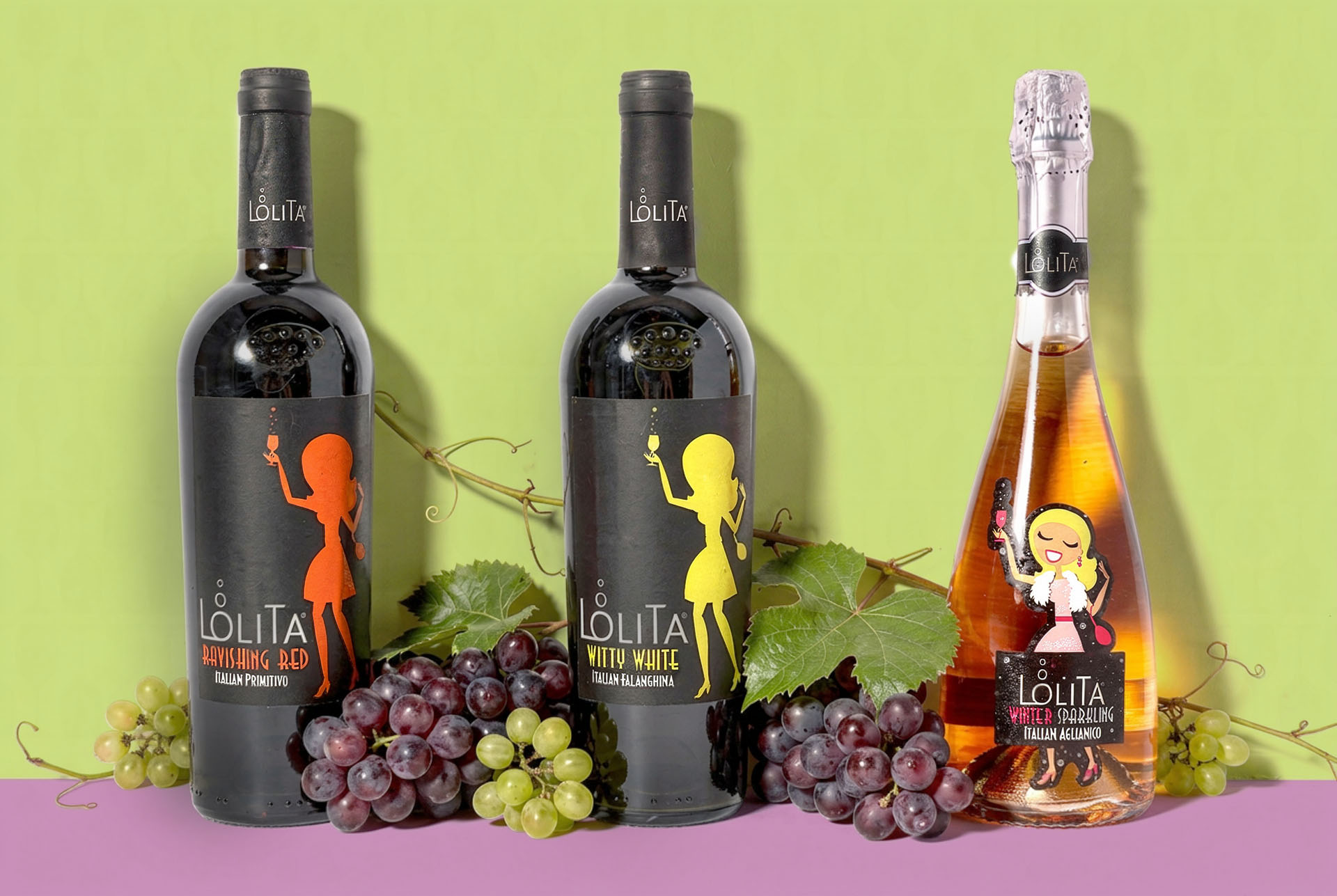 Lolita branded wine and sparkling bottle lineup