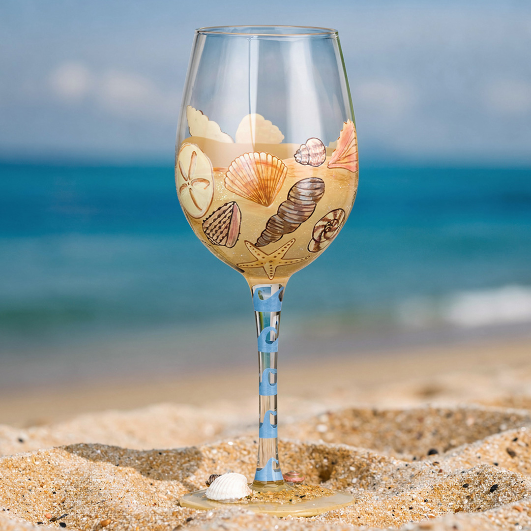 Seashell hand-painted Designs by Lolita wine glass
