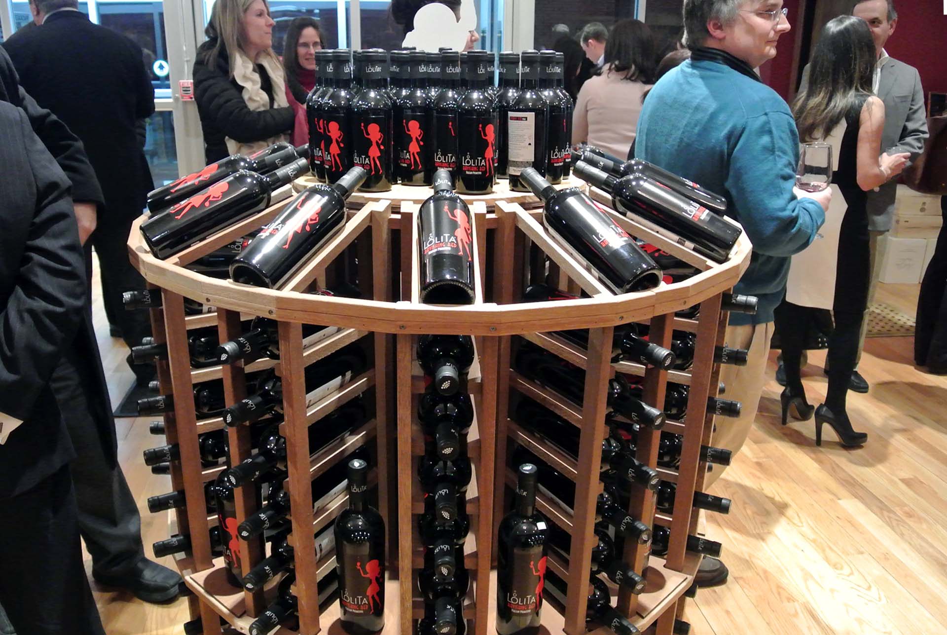Lolita branded wine on display at a retail launch event