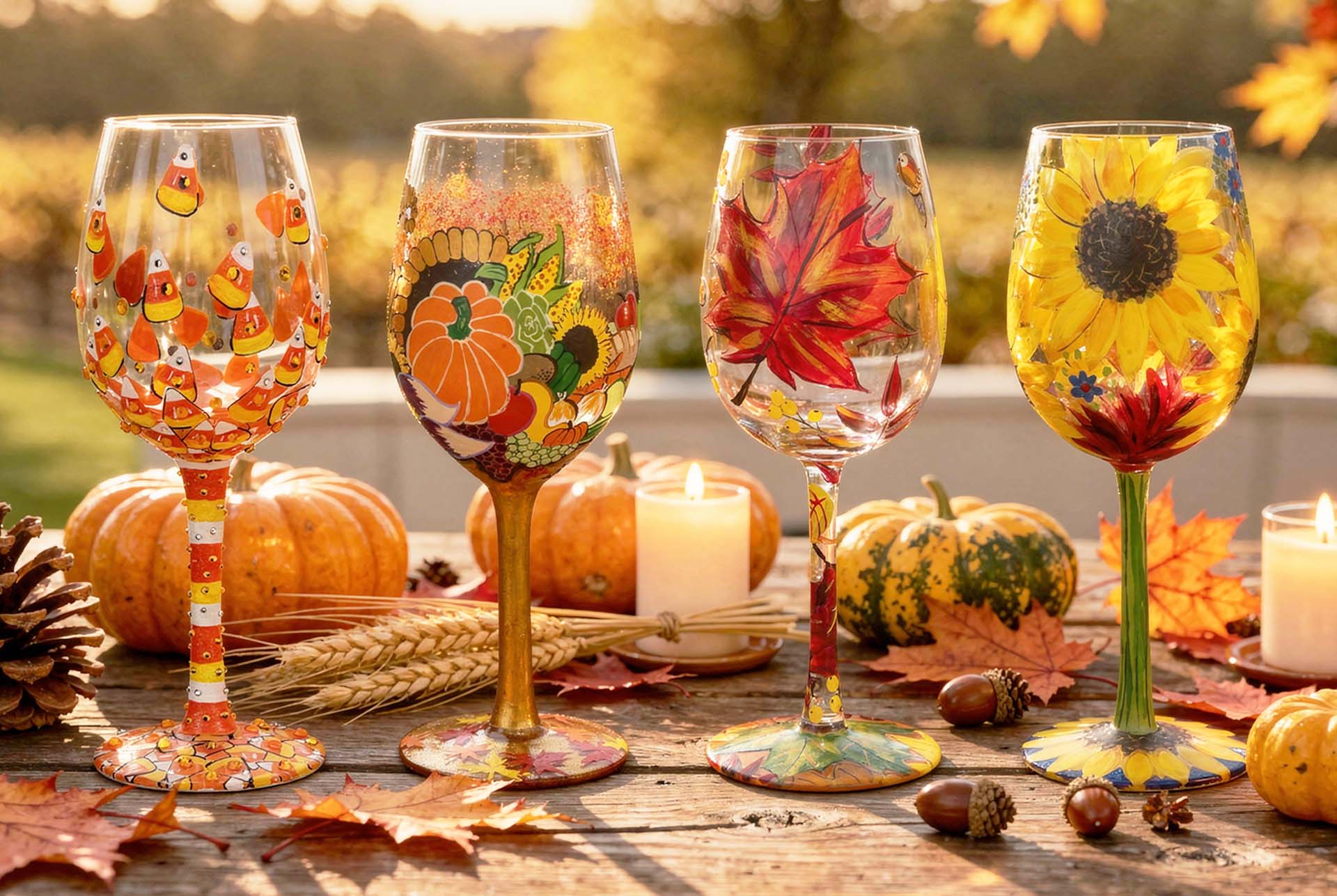 Custom QVC hand-painted fall glassware