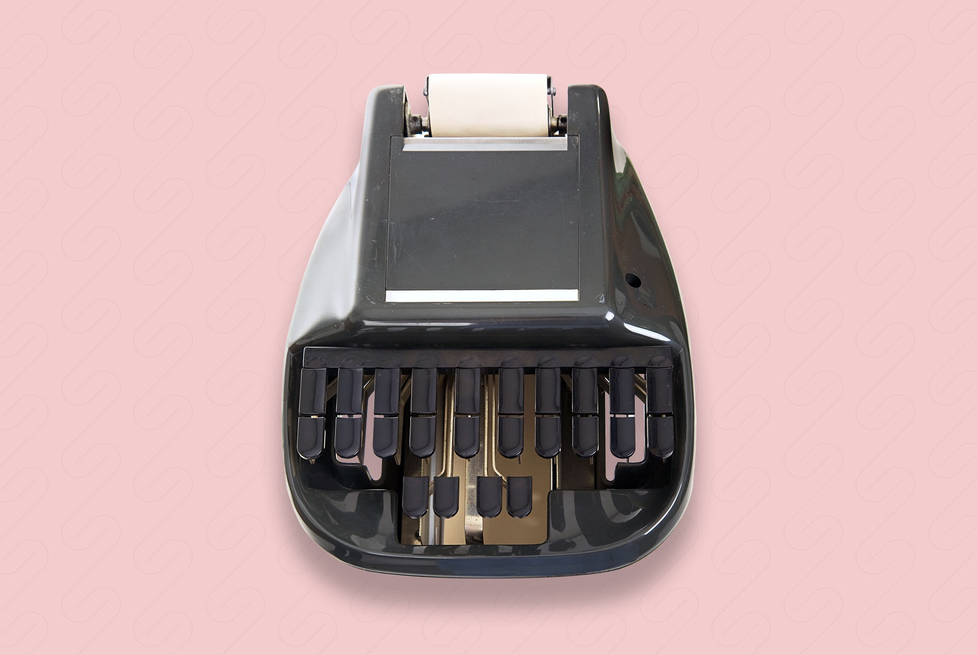 Vintage stenography machine that inspired the logo