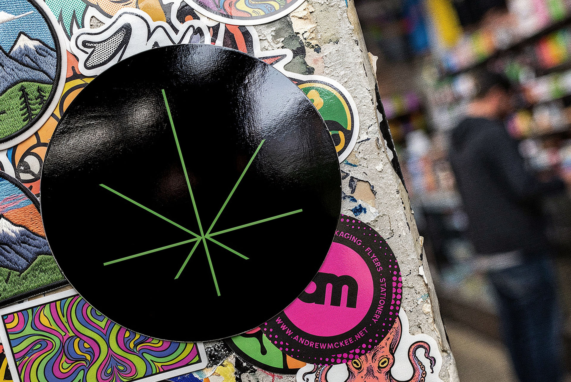 Cannabis brand sticker, published in LogoLounge