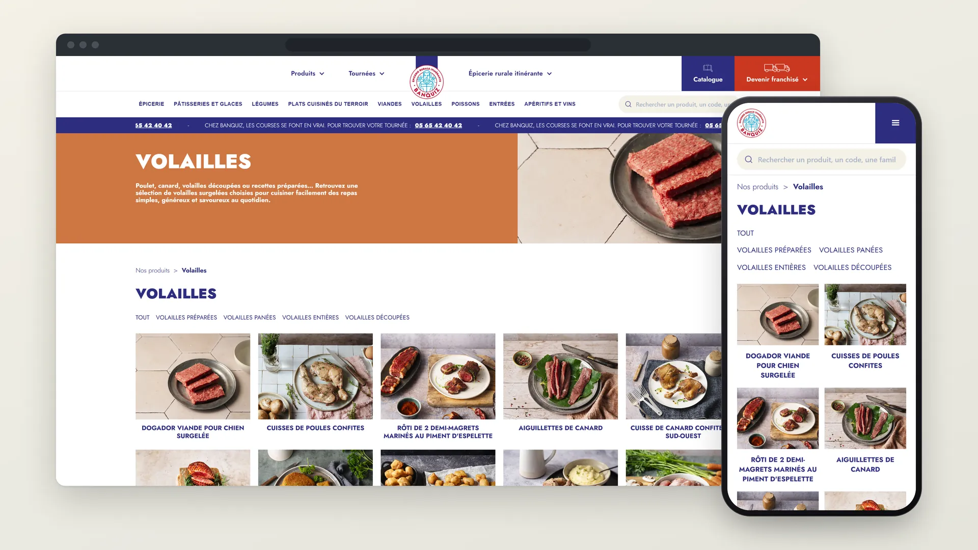 Banquiz, page de la famille de produits Volailles