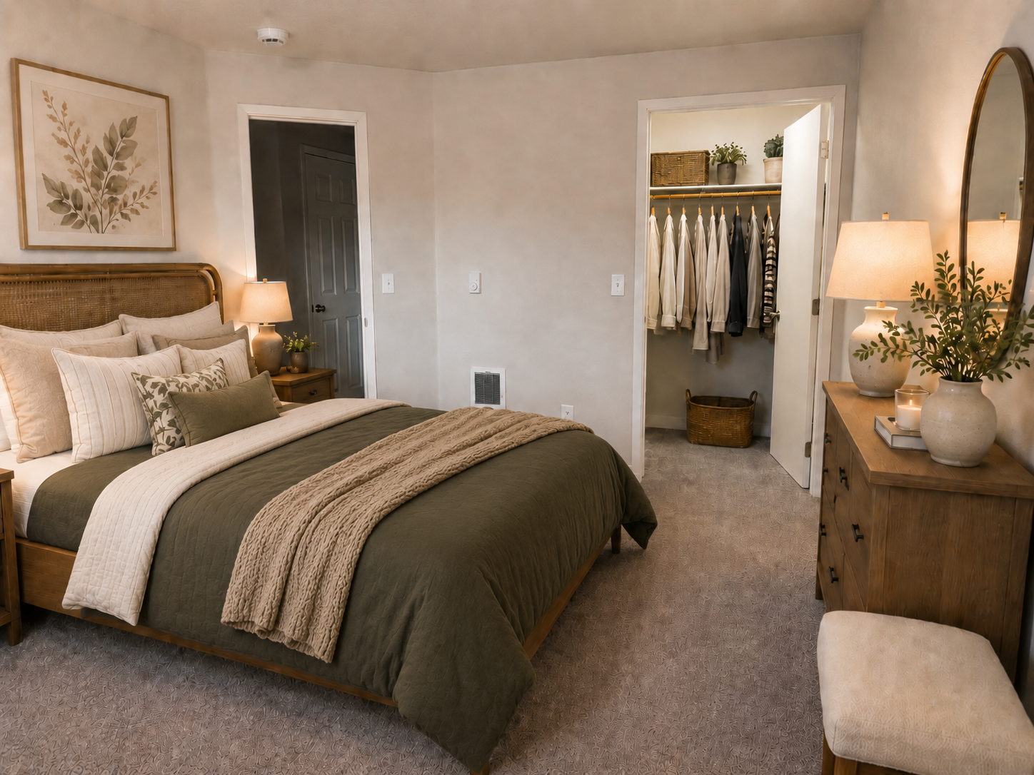 Virtually furnished bedroom with bed