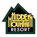 Logo with green mountain outline and yellow text 'Hidden Mountain' above white 'Resorts' on black background.