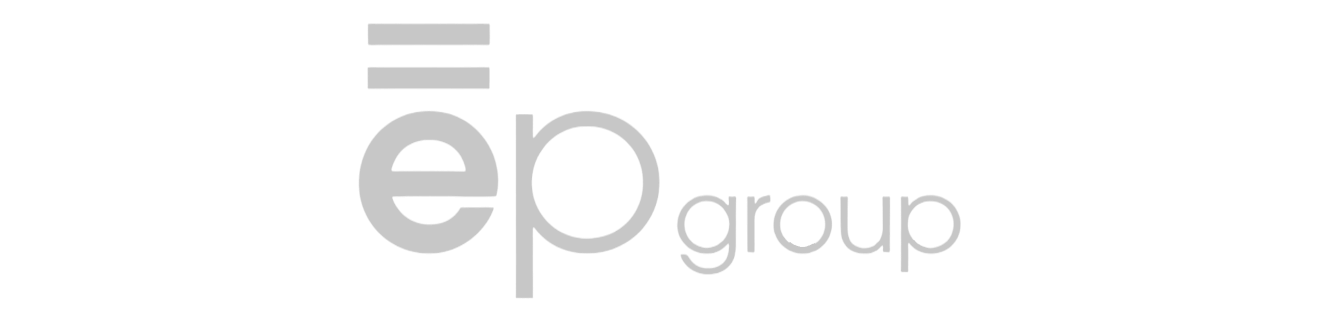 ep group logo in lichtgrijze letters op zwarte achtergrond