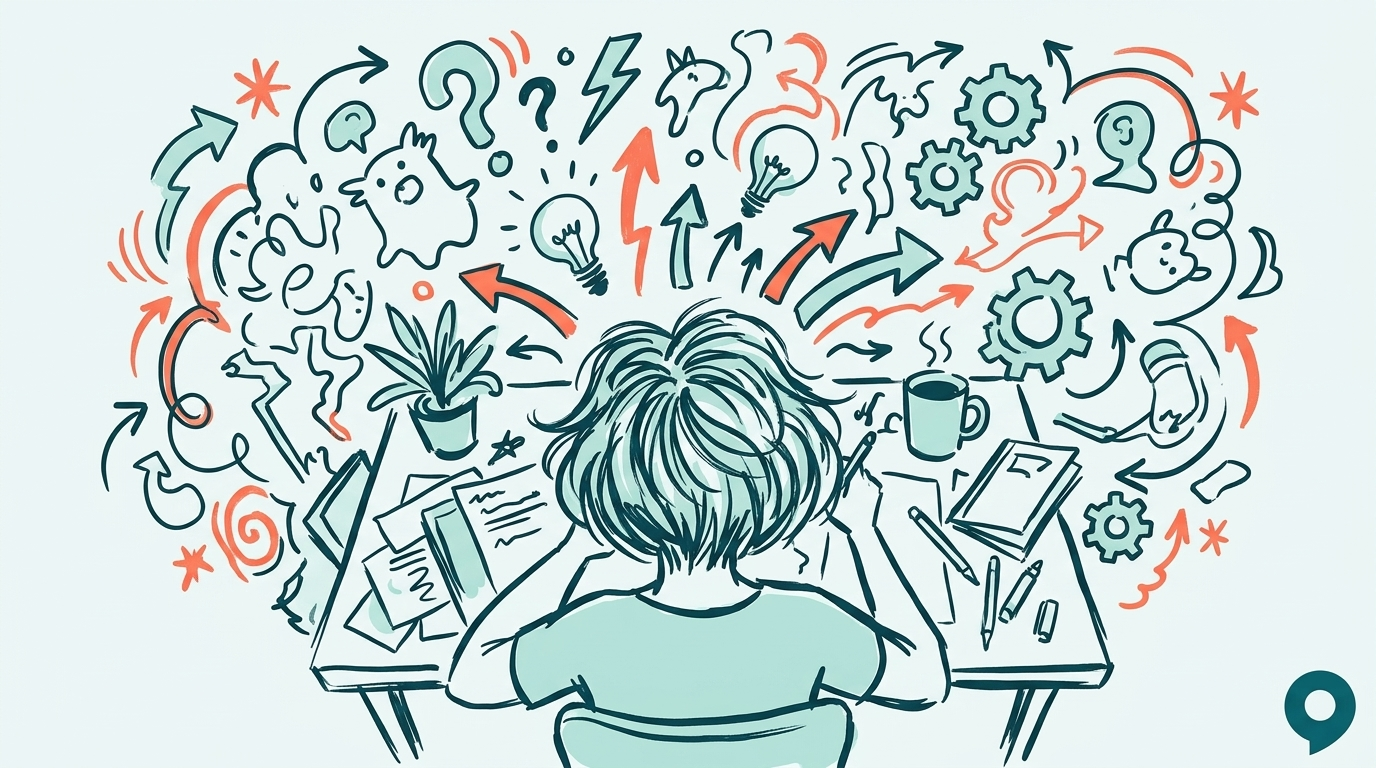 Illustrazione a inchiostro: stress accademico