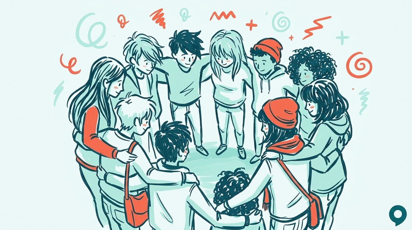 Illustrazione a inchiostro: comunità e identità