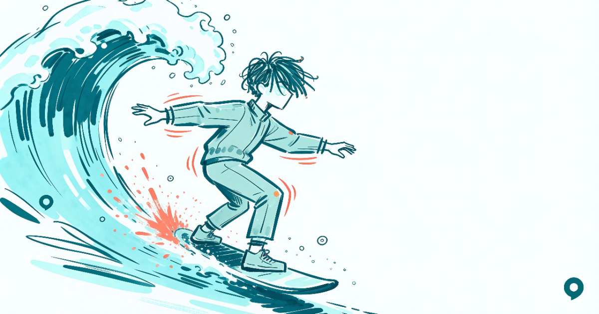 Illustrazione: in equilibrio sulla cresta dell'onda