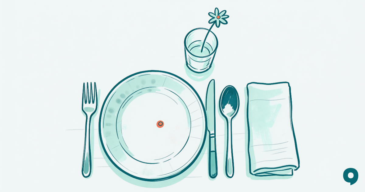 Illustrazione a inchiostro: rapporto con il cibo