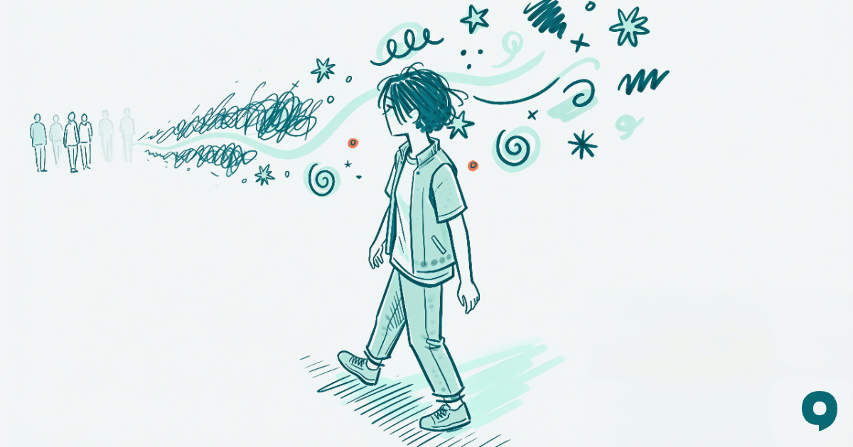 Illustrazione a inchiostro: ansia sociale