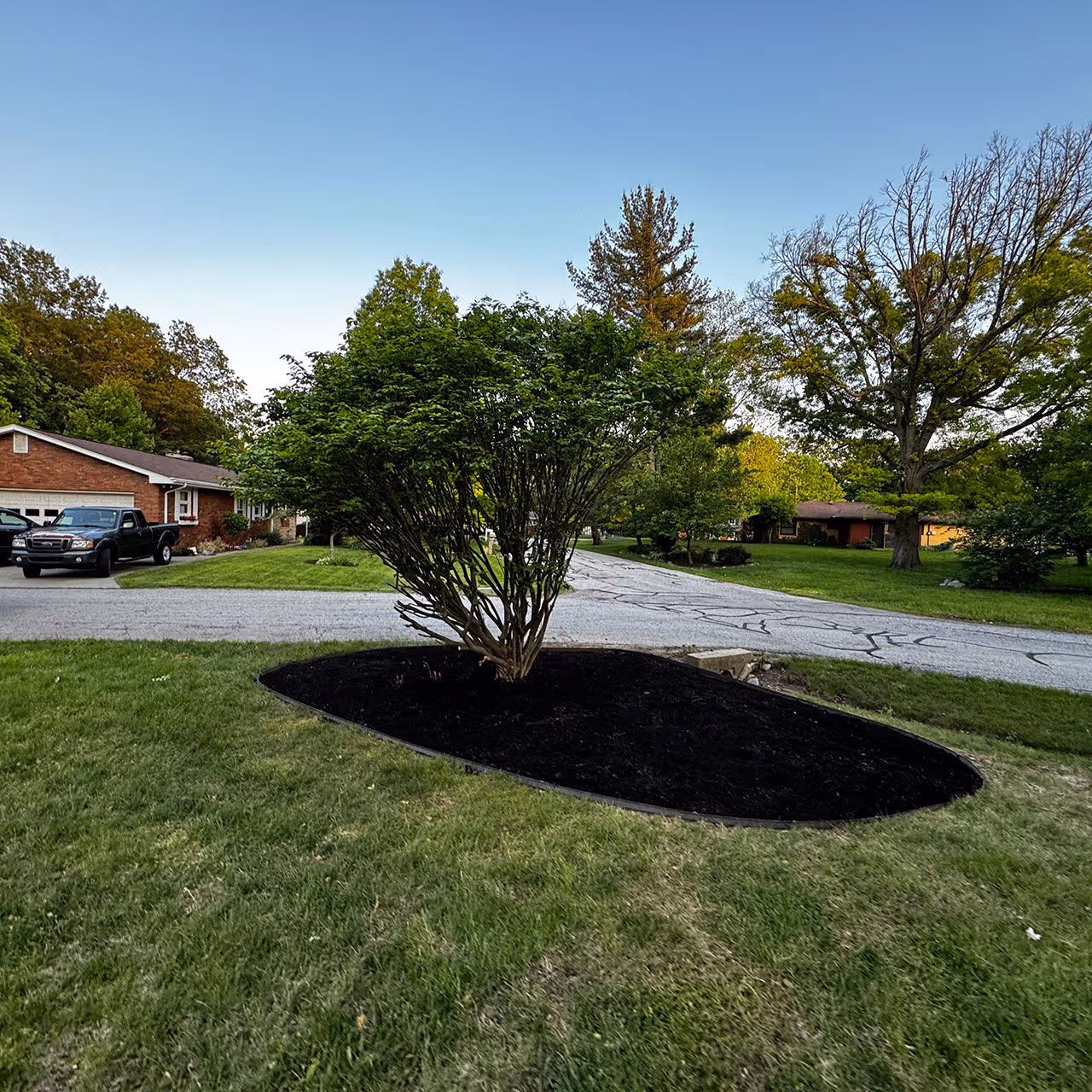 Trimmed shrubs and maintained landscape beds for curb appeal