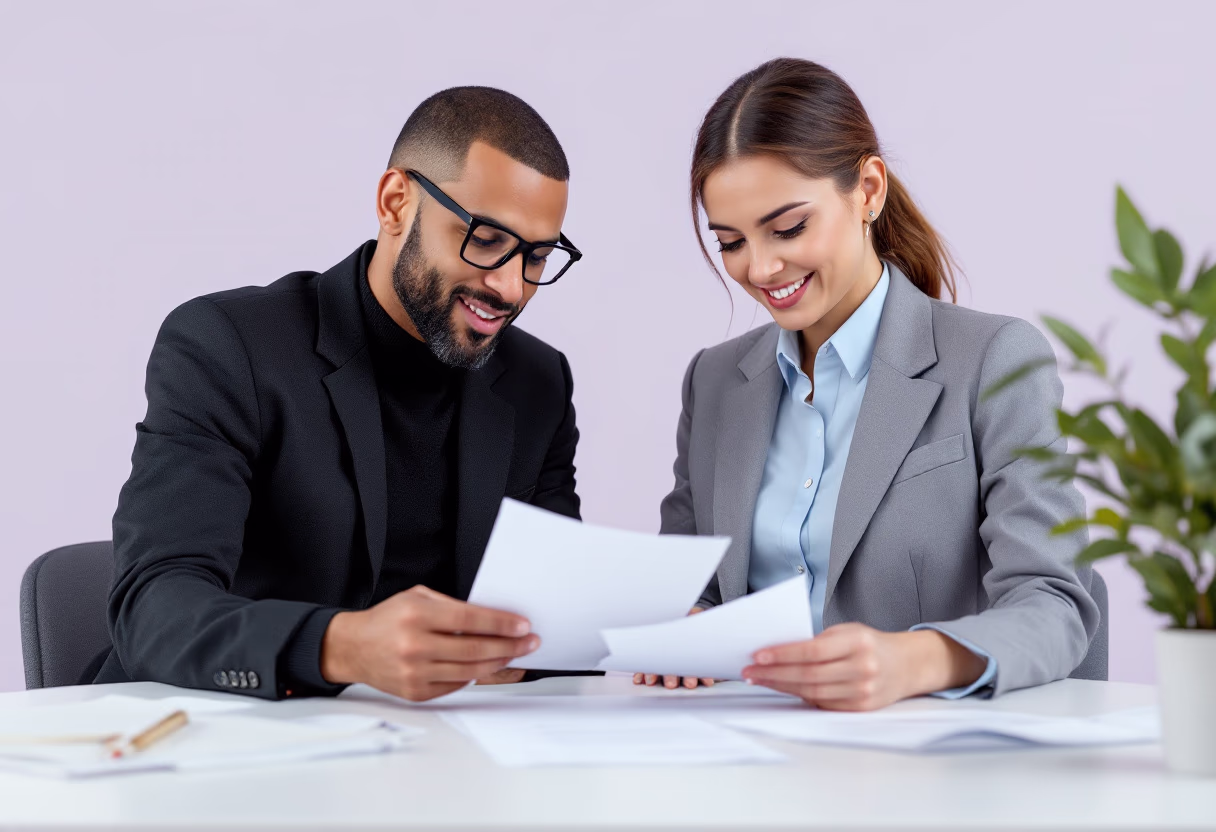 agent and client reviewing documents