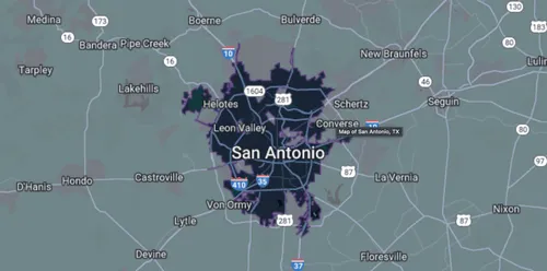 San Antonio service area map