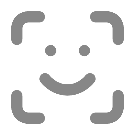 Symbol eines lächelnden Gesichts mit umrahmenden Ecken.
