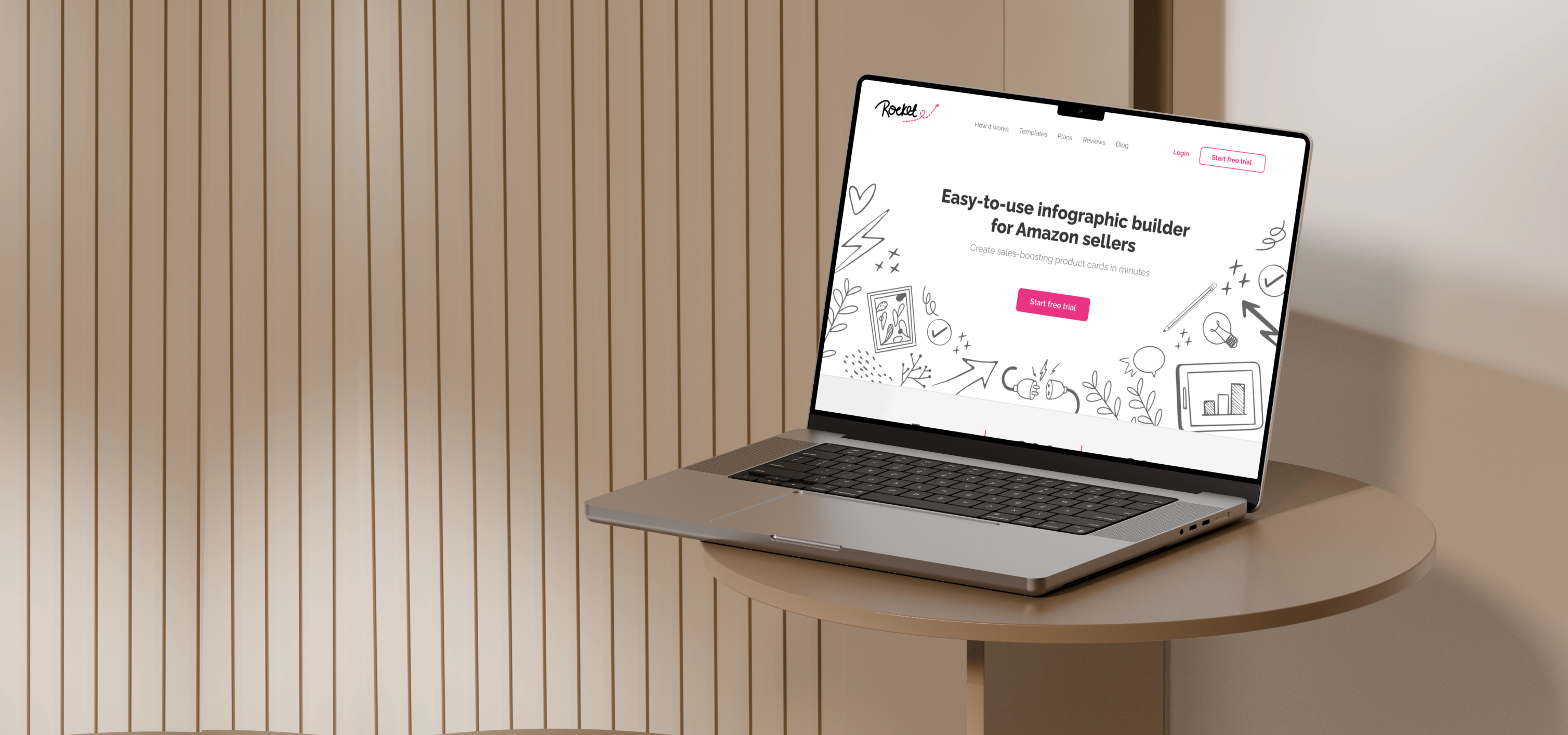 Rocket infographic editor shown on desktop and mobile screens