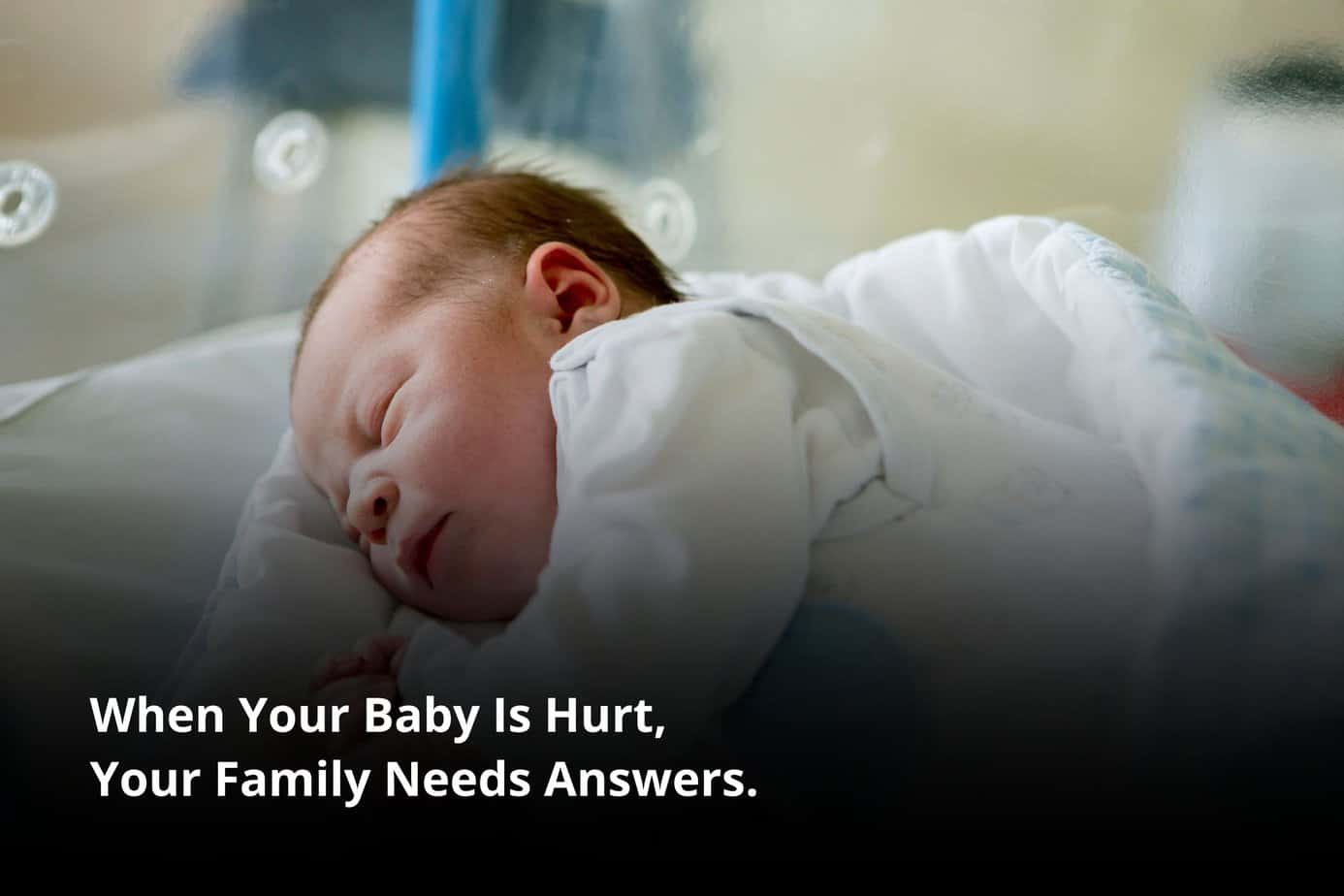 Newborn in hospital bassinet, representing Costa Mesa birth injury lawyer and medical negligence.