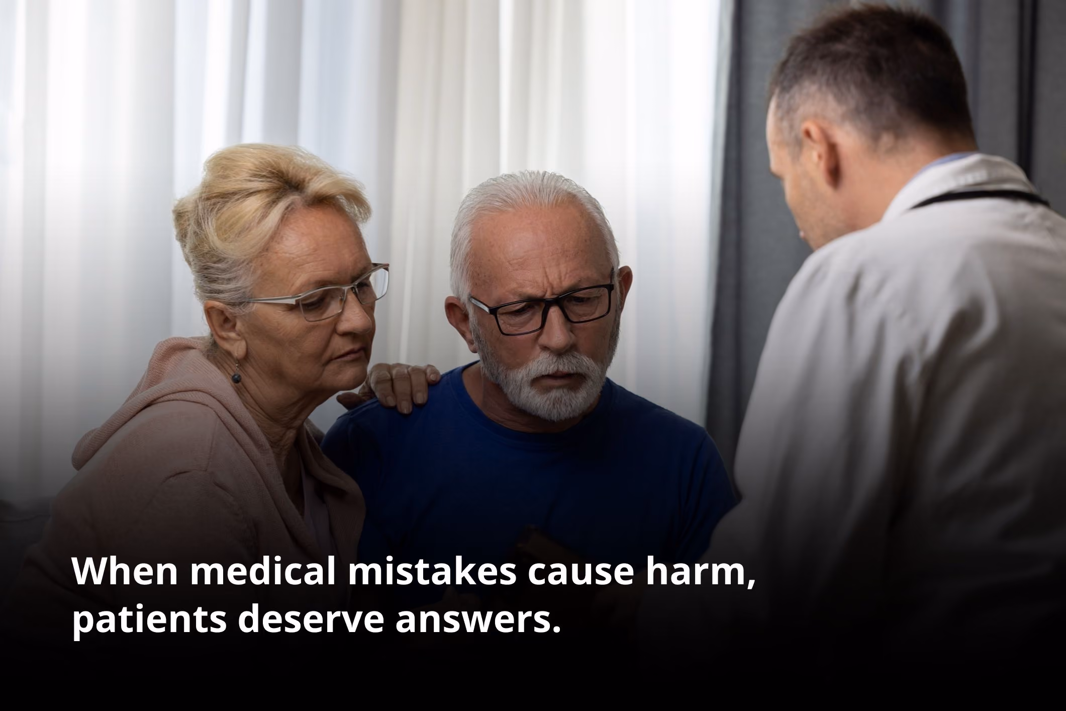 Upset couple meeting with doctor, representing Mission Viejo medical malpractice lawyer.