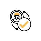 Ícono de usuario con una marca de verificación en un círculo blanco.
