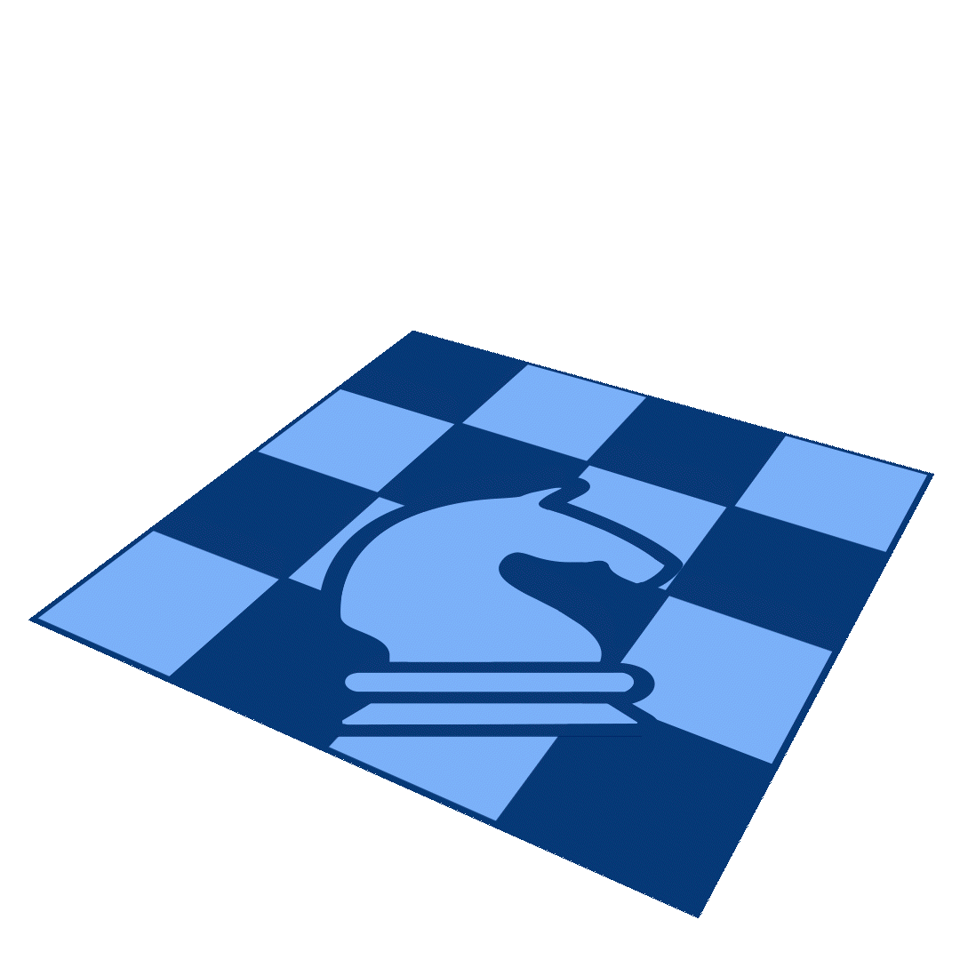 A Knight Chess piece bouncing on a chess board.